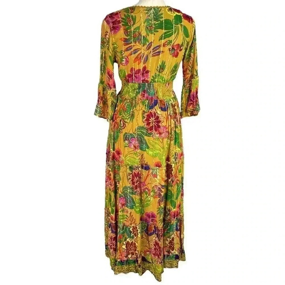 Me 2 Magic Maxi Dress Women S Brown Multi Floral Long Sleeve Anthropologie NEW - Picture 6 of 11